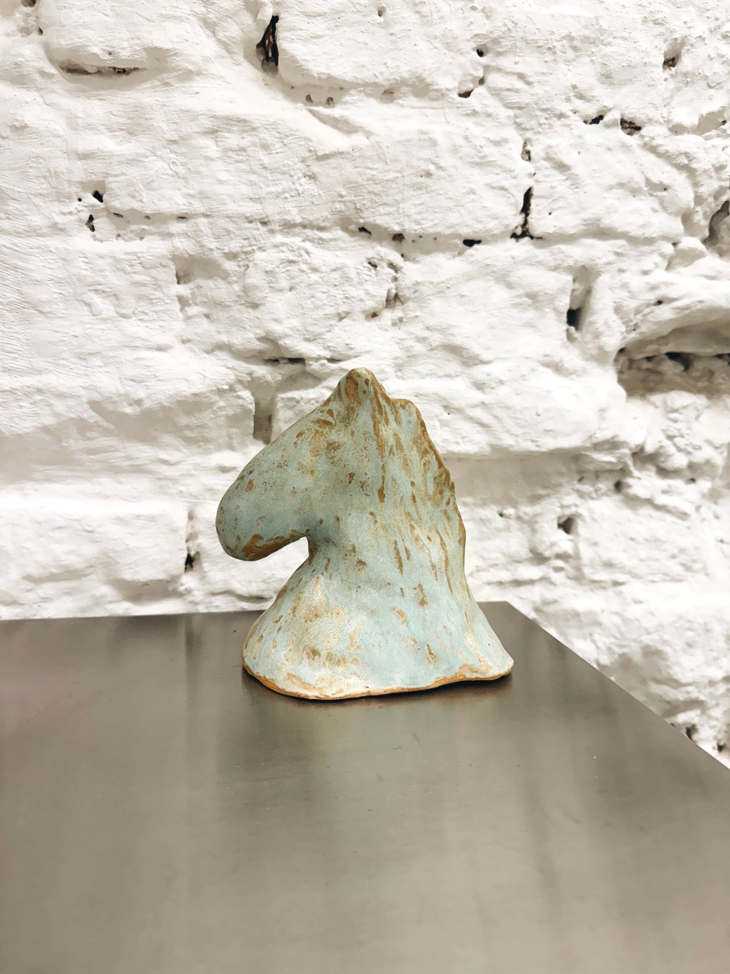 Escultura cavalo verde claro