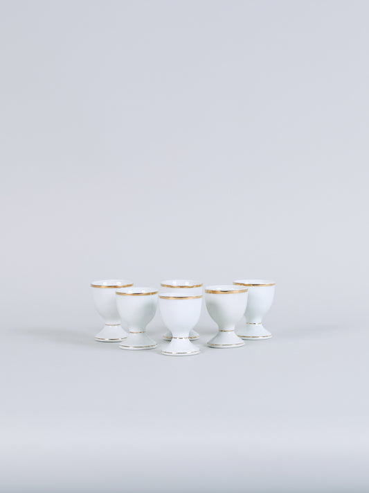 Conjunto com 6 Porta Ovos com Friso Dourado