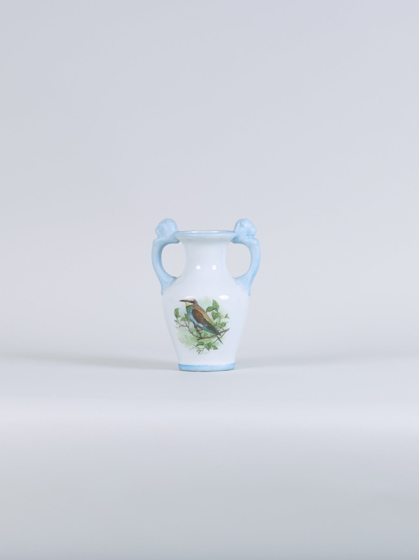 Vaso com Alça Azul e Pássaro