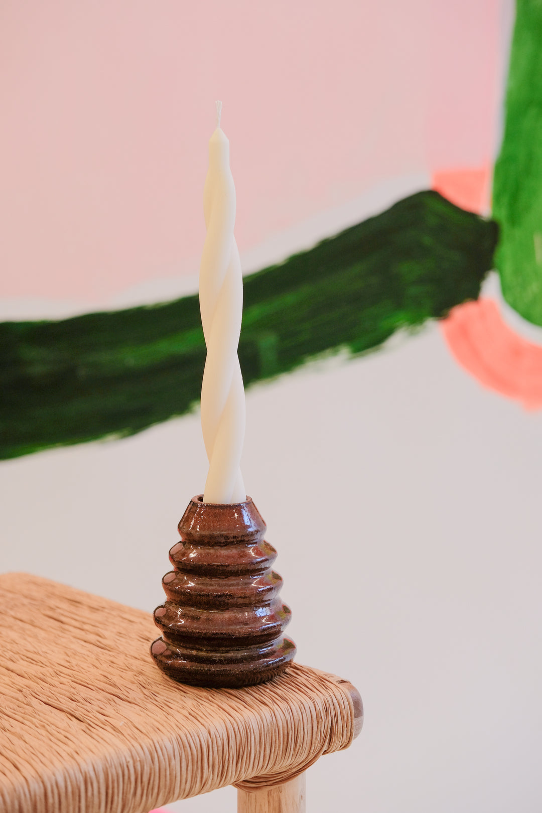 Castiçal 4 Gomos Marrom