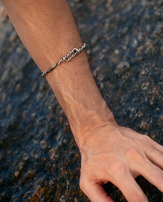 Pulseira Sertão Cordas Fechada Prata