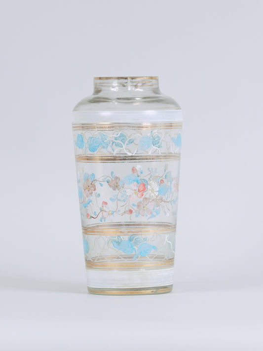 Vaso de Vidro com Pintura Floral